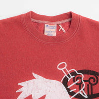 Aries x Champion Worry Crewneck Sweatshirt in Red thumbnail