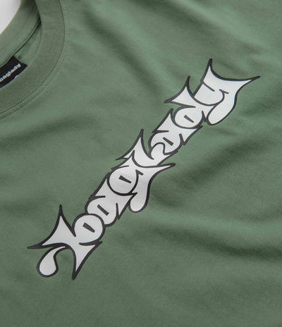 Baglady Bootleg Throw Up Logo T-Shirt in Sage Green