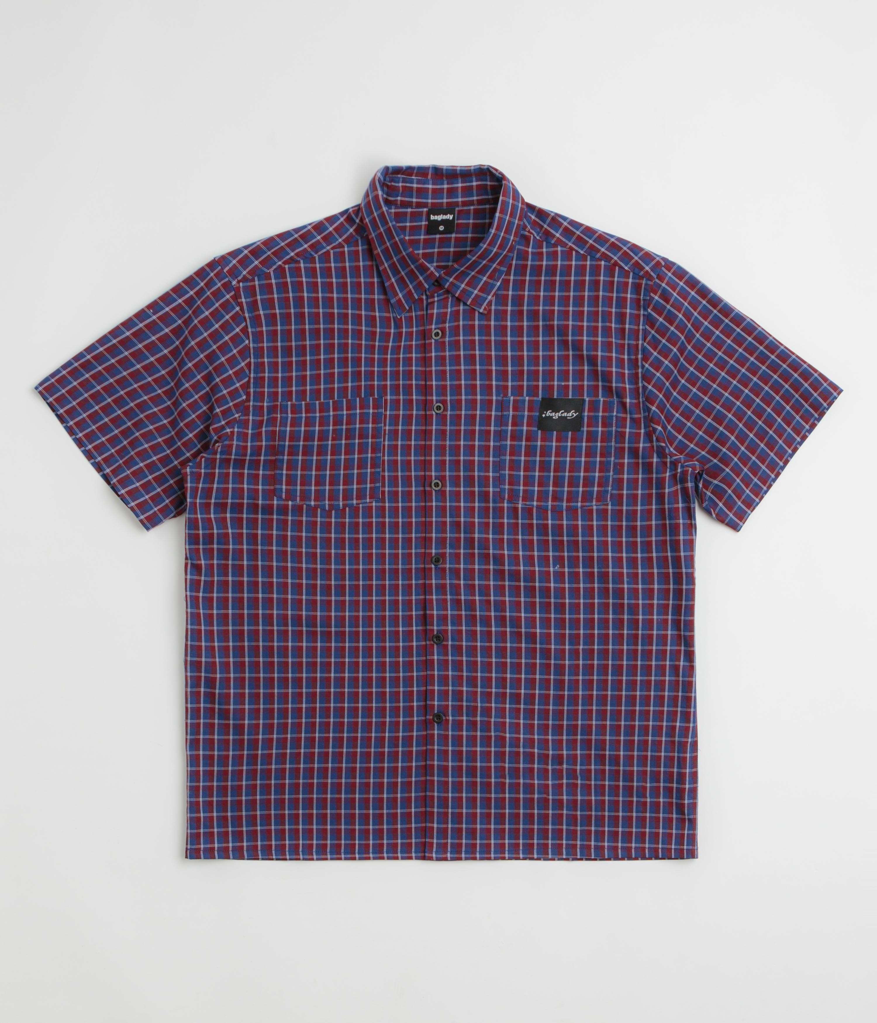 Baglady Plaid Short Sleeve Shirt in Red and Blue