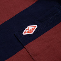 Battenwear Pocket Rugby T-Shirt in Navy and Maroon Stripe thumbnail