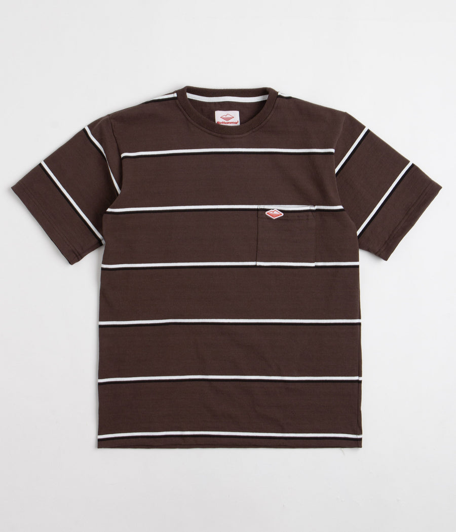Battenwear Pocket Rugby T-Shirt in Olive Stripe