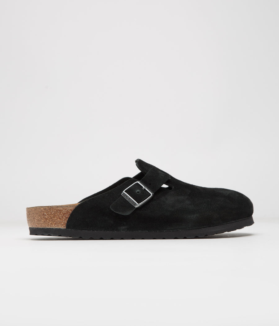 Birkenstock Boston Suede Sandals in Black and Black