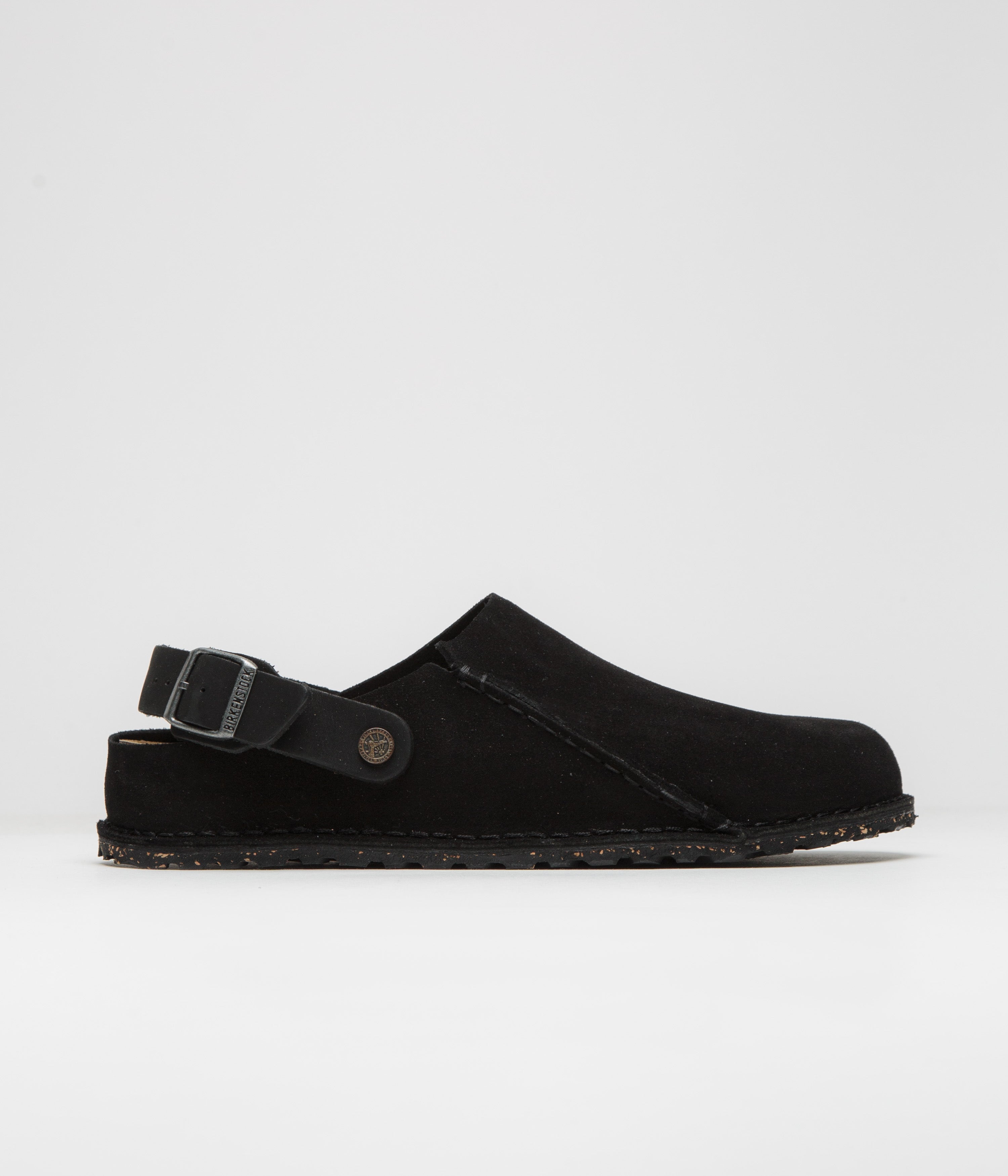 Birkenstock Lutry Narrow Premium Suede Sandals in Black