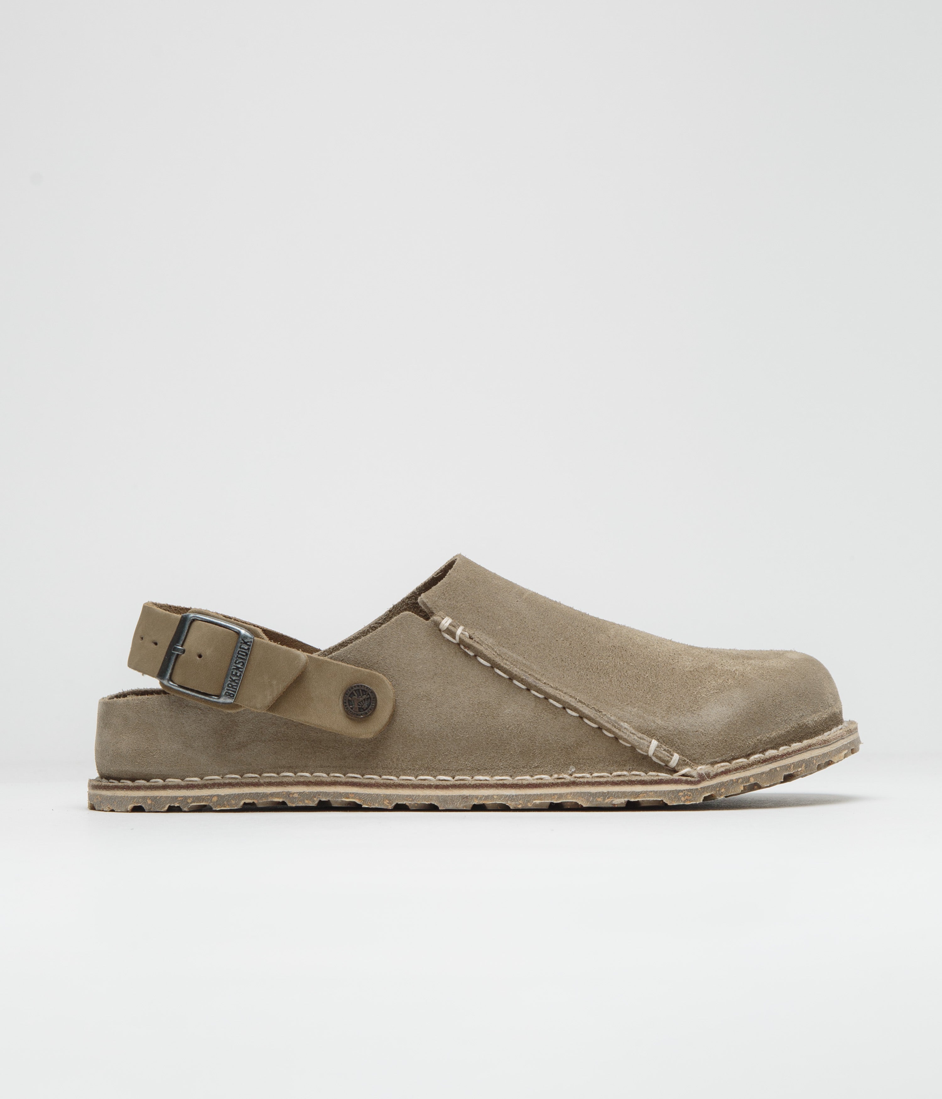 Birkenstock Lutry Premium Suede Sandals in Grey Taupe