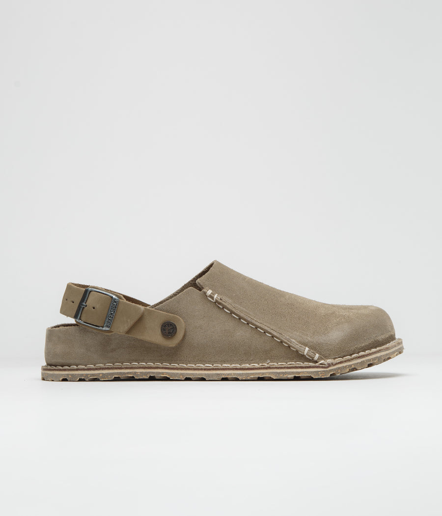 Birkenstock Lutry Premium Suede Sandals in Grey Taupe