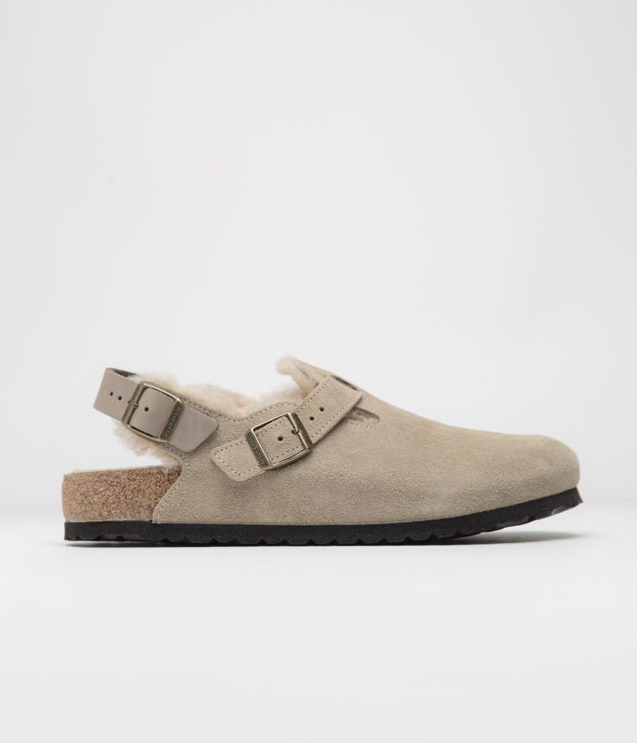 Birkenstock Tokio Shearling Sandals in Taupe