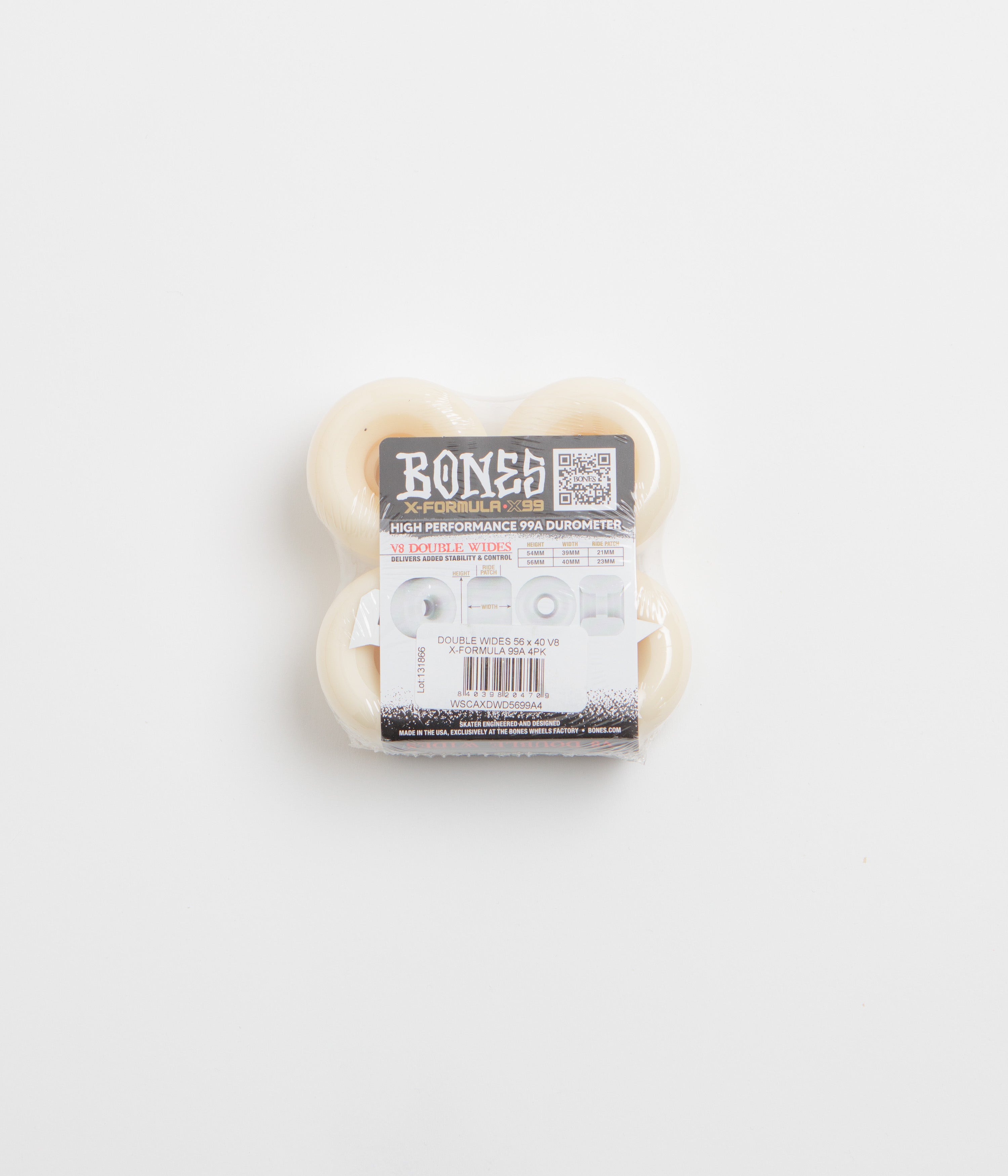 Bones X-Formula 99A V8 Double Wide Wheels - White - 56mm, view 19