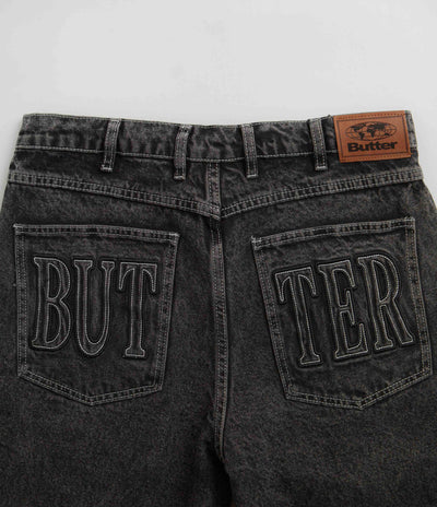 Butter Goods Applique Denim Shorts in Acid Black