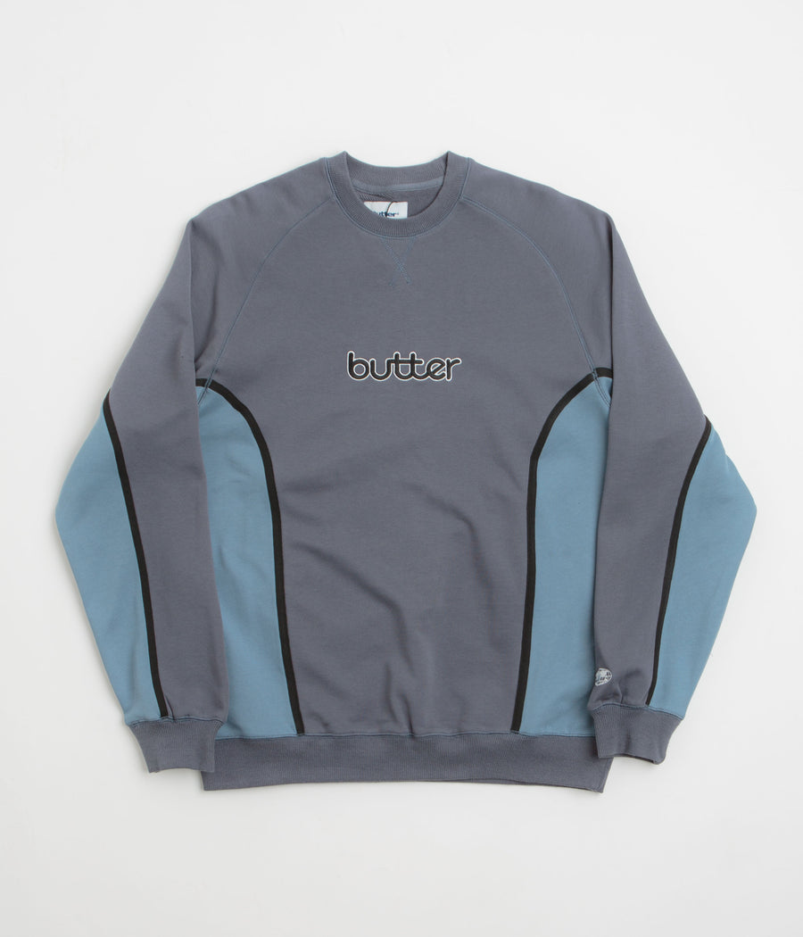 Butter Goods Aspect Crewneck Sweatshirt in Slate and Denim
