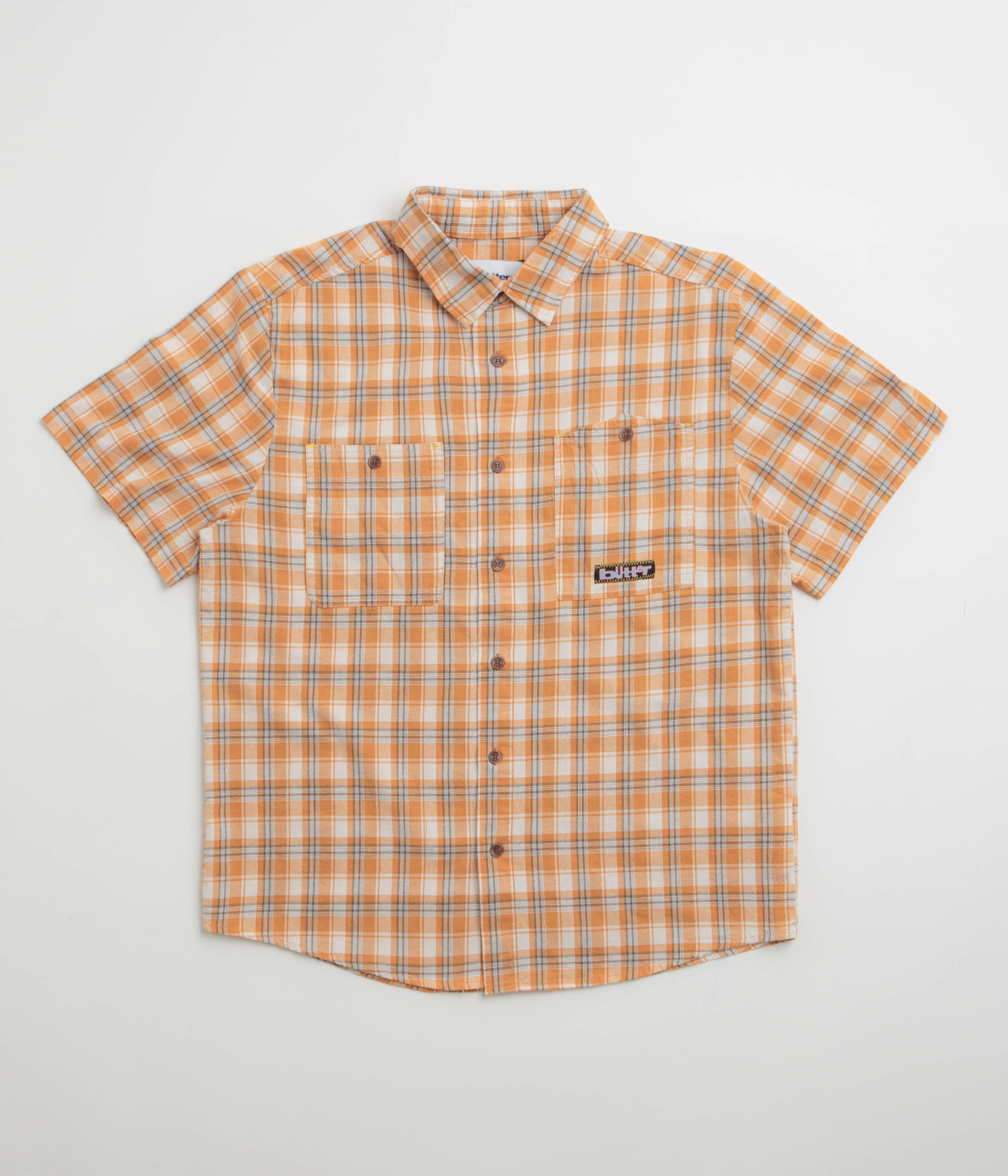 Butter Goods Asymmetrical Short Sleeve Shirt in Mustard
