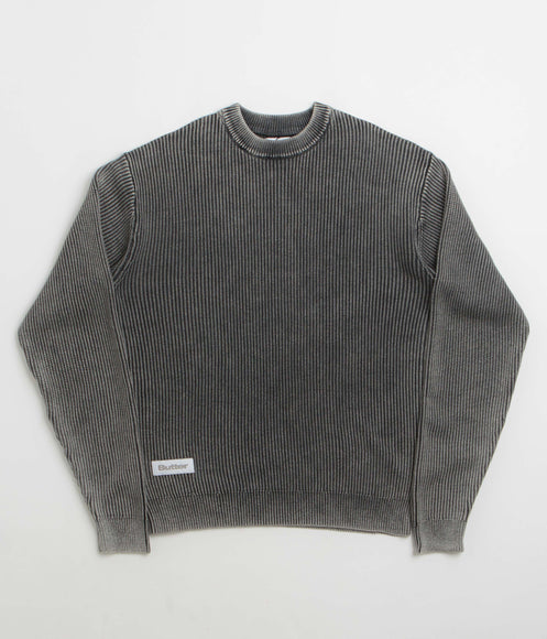 Butter Goods Bleach Knit Crewneck Sweatshirt - Black