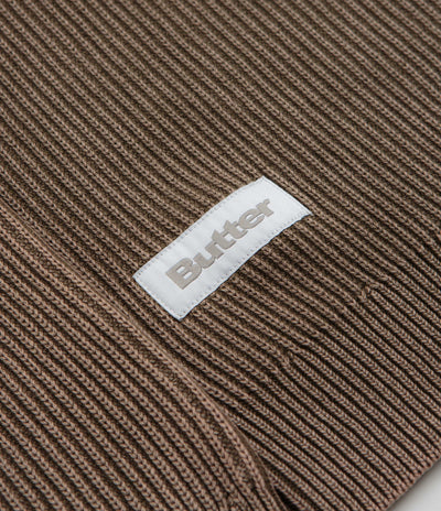 Butter Goods Bleach Knit Crewneck Sweatshirt in Brown