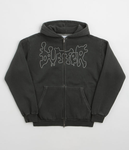 Butter Goods Blotch Zip-Thru Hoodie - Washed Black