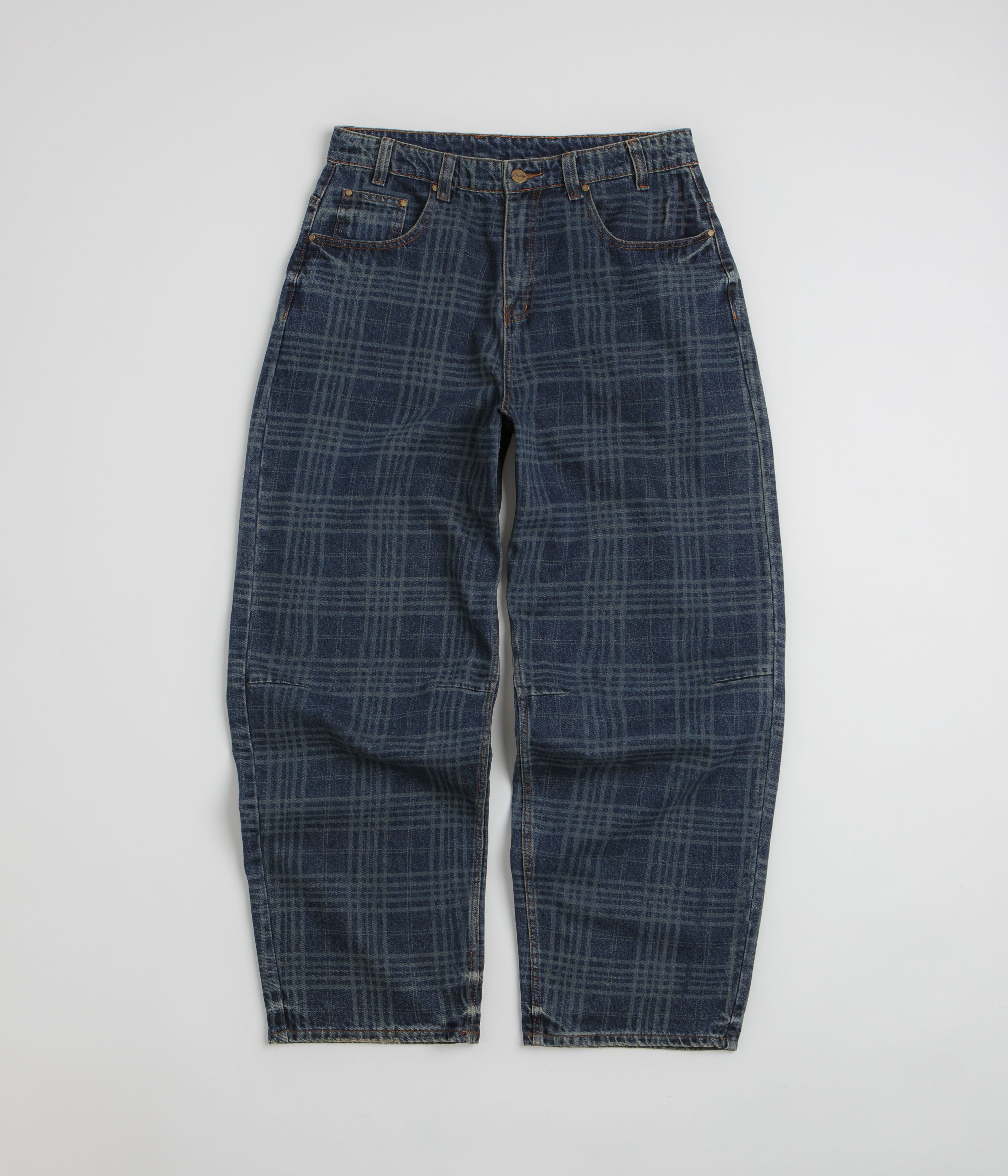 Butter Goods Burn Wide Cut Jeans - Dark Indigo Plaid