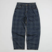 Butter Goods Burn Wide Cut Jeans in Dark Indigo Plaid thumbnail