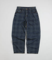 Butter Goods Burn Wide Cut Jeans in Dark Indigo Plaid