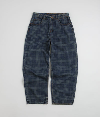 Butter Goods Burn Wide Cut Jeans in Dark Indigo Plaid