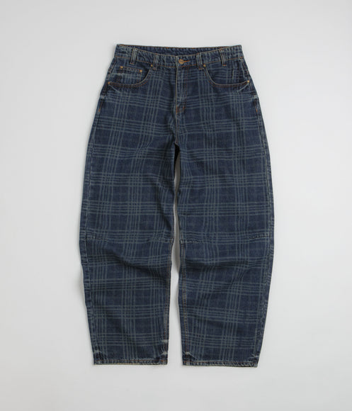 Butter Goods Burn Wide Cut Jeans - Dark Indigo Plaid