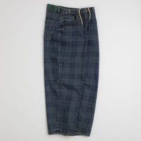 Butter Goods Burn Wide Cut Jeans in Dark Indigo Plaid thumbnail