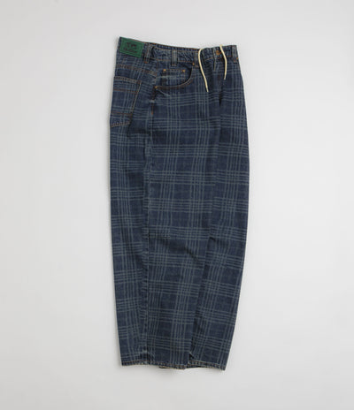 Butter Goods Burn Wide Cut Jeans in Dark Indigo Plaid