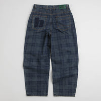 Butter Goods Burn Wide Cut Jeans in Dark Indigo Plaid thumbnail