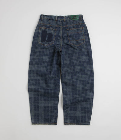 Butter Goods Burn Wide Cut Jeans in Dark Indigo Plaid