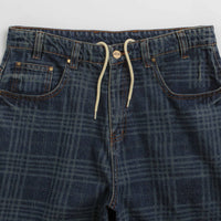 Butter Goods Burn Wide Cut Jeans in Dark Indigo Plaid thumbnail