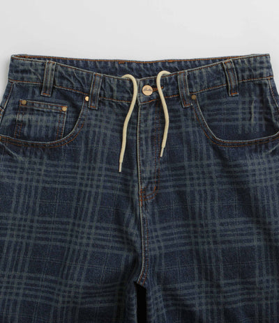 Butter Goods Burn Wide Cut Jeans in Dark Indigo Plaid