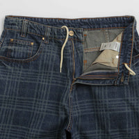Butter Goods Burn Wide Cut Jeans in Dark Indigo Plaid thumbnail