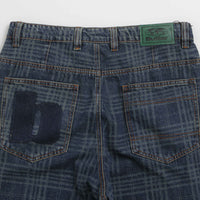 Butter Goods Burn Wide Cut Jeans in Dark Indigo Plaid thumbnail