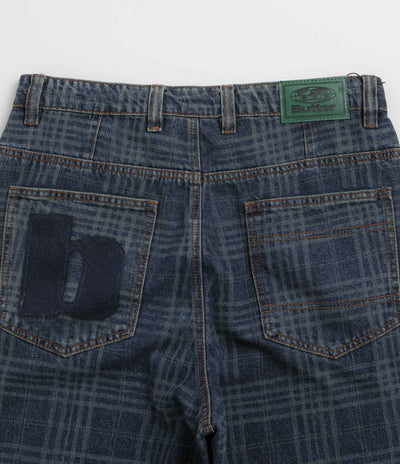 Butter Goods Burn Wide Cut Jeans in Dark Indigo Plaid