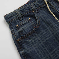 Butter Goods Burn Wide Cut Jeans in Dark Indigo Plaid thumbnail
