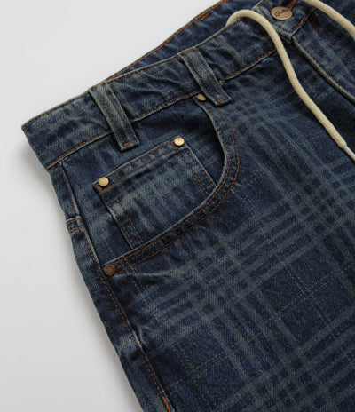 Butter Goods Burn Wide Cut Jeans in Dark Indigo Plaid