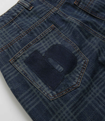 Butter Goods Burn Wide Cut Jeans in Dark Indigo Plaid