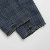 Butter Goods Burn Wide Cut Jeans in Dark Indigo Plaid thumbnail