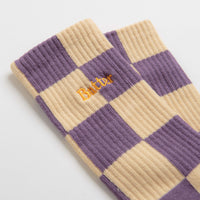 Butter Goods Checkered Socks in Eggplant and Tan thumbnail