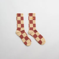 Butter Goods Checkered Socks - Redwood / Tan thumbnail