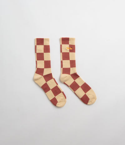 Butter Goods Checkered Socks - Redwood / Tan