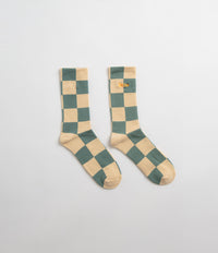 Butter Goods Checkered Socks - Teal / Tan