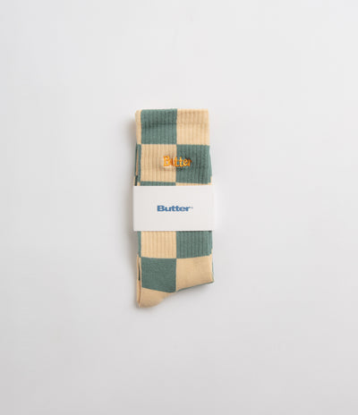 Butter Goods Checkered Socks - Teal / Tan