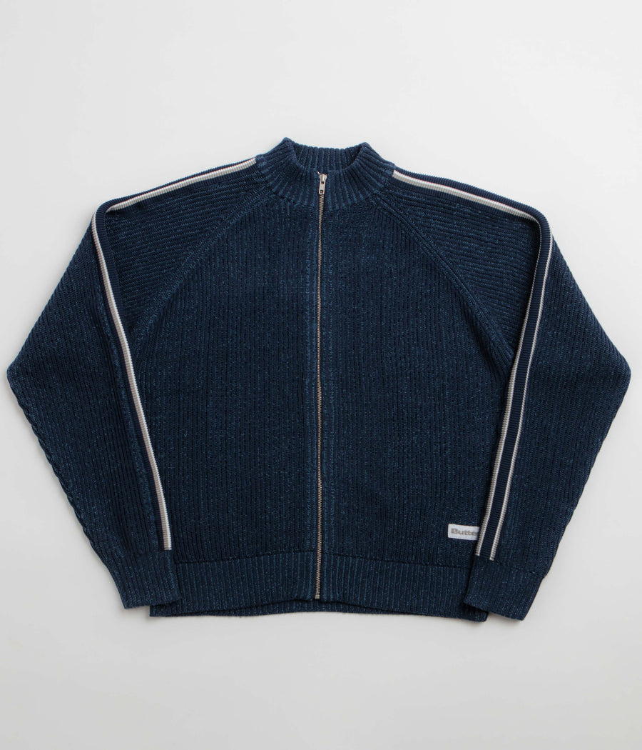 Butter Goods Club Zip-Thru Knit Sweatshirt - Navy
