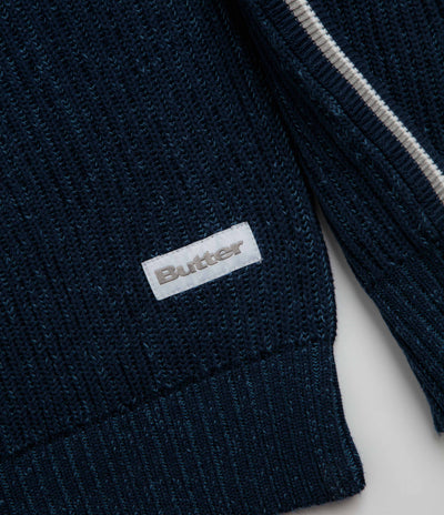 Butter Goods Club Zip-Thru Knit Sweatshirt - Navy