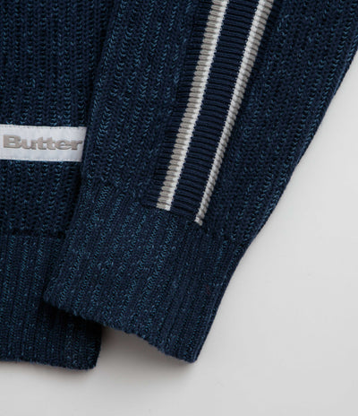 Butter Goods Club Zip-Thru Knit Sweatshirt - Navy