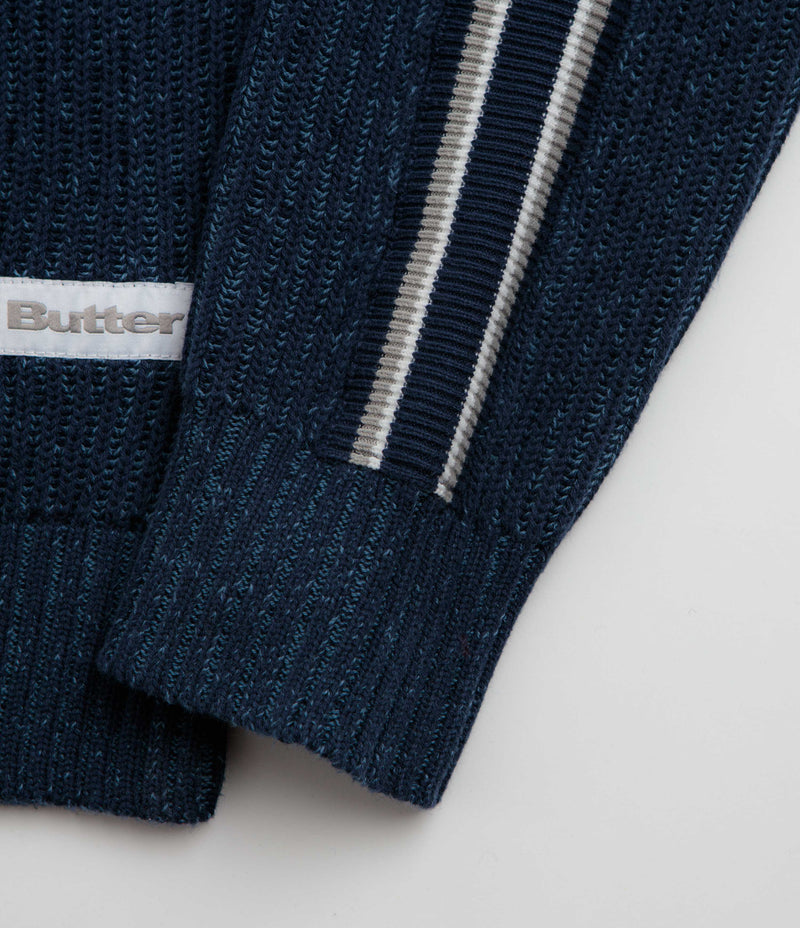 Butter Goods Club Zip-Thru Knit Sweatshirt - Navy, view 14