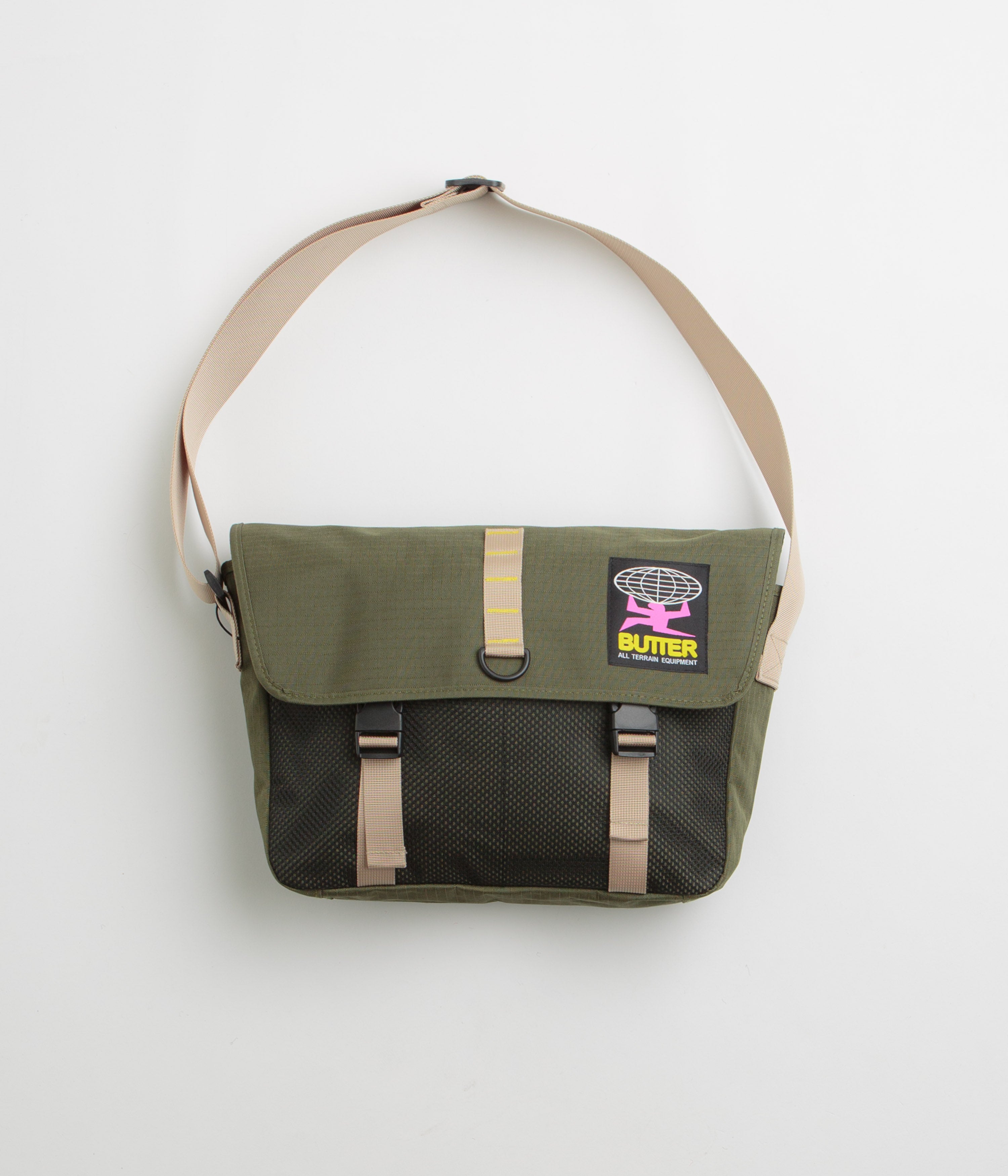 Butter Goods Commute Side Bag in Olive and Khaki Ripstop