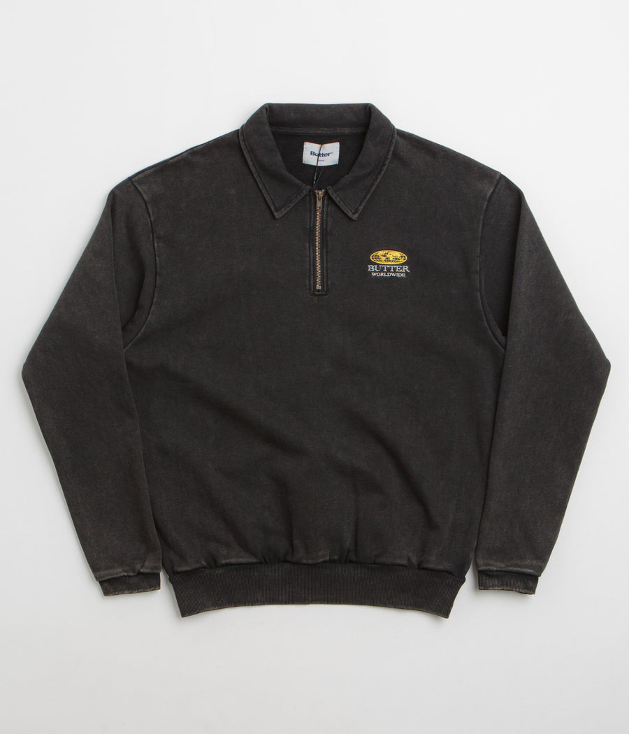 Butter Goods Corp 1/4 Zip Sweatshirt in Black
