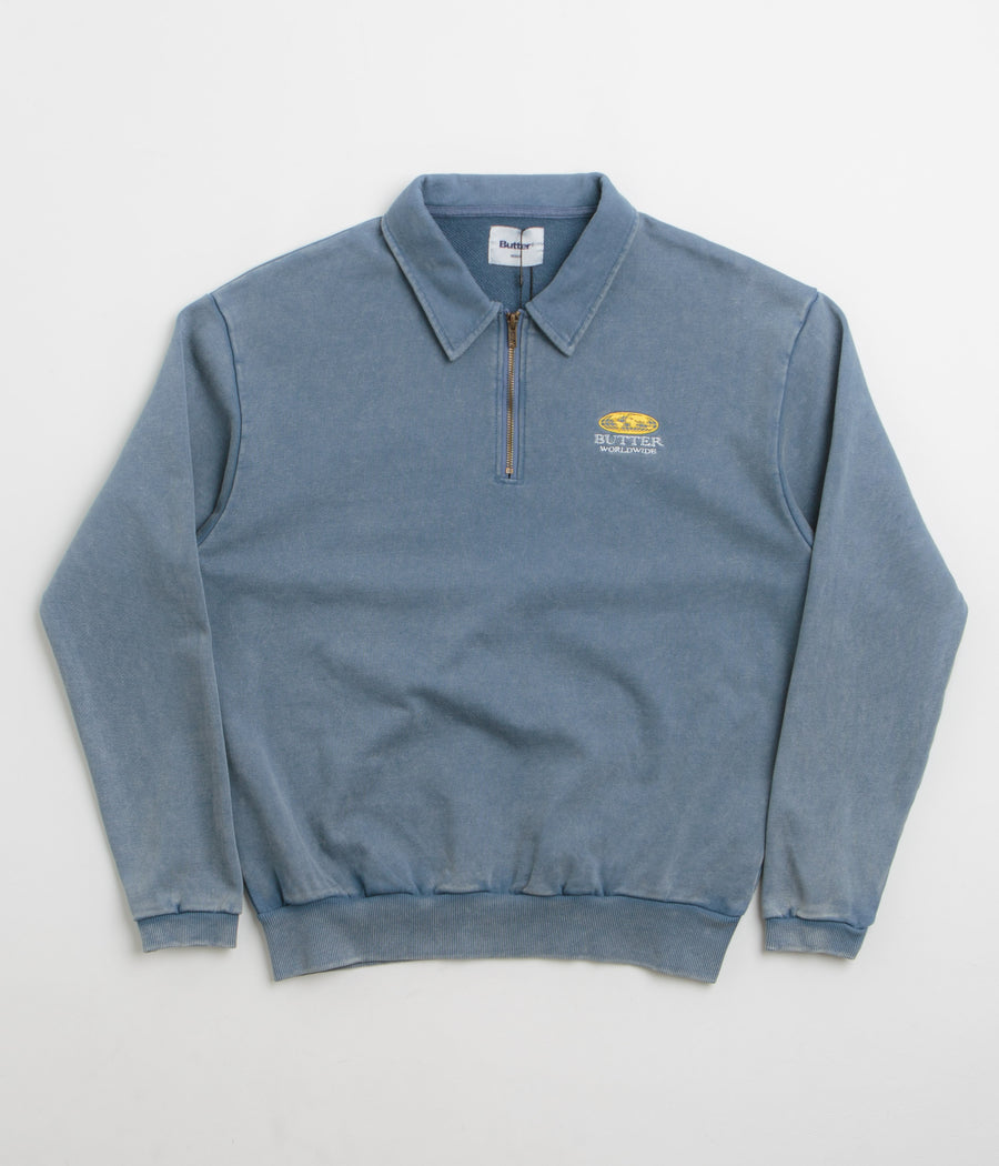Butter Goods Corp 1/4 Zip Sweatshirt in Navy