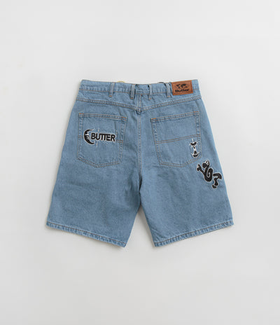 Butter Goods Critter Baggy Denim Shorts in Washed Indigo