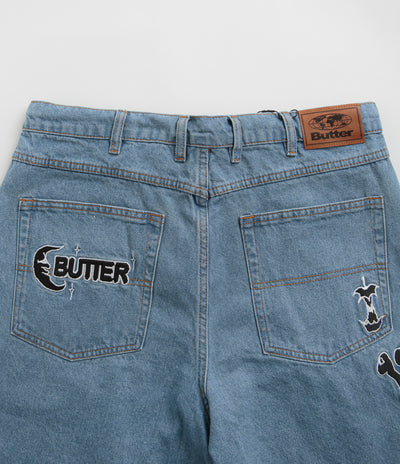 Butter Goods Critter Baggy Denim Shorts in Washed Indigo