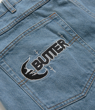 Butter Goods Critter Baggy Denim Shorts in Washed Indigo